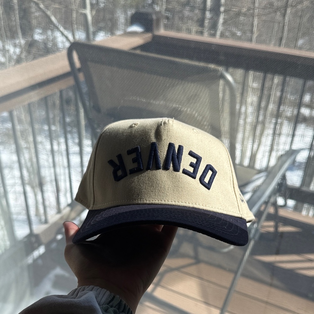 Beige and Black DENVER Cap with Embroidered Text